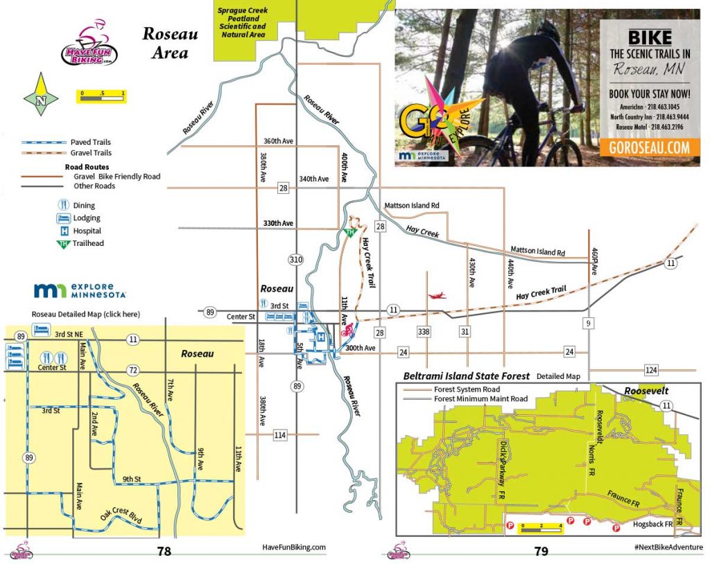 Roseau bike trail map