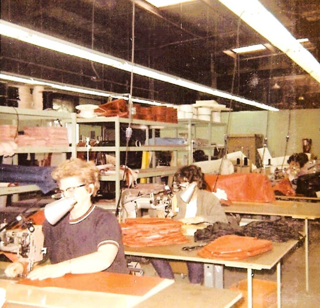 Northern Upholstery Sewing Department in 1969 with Blance Novonty at the first station Harriet Olson Marion Carlson Edited 2