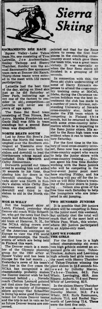 1958 California High School Ski Event State Champpionship Girls Team