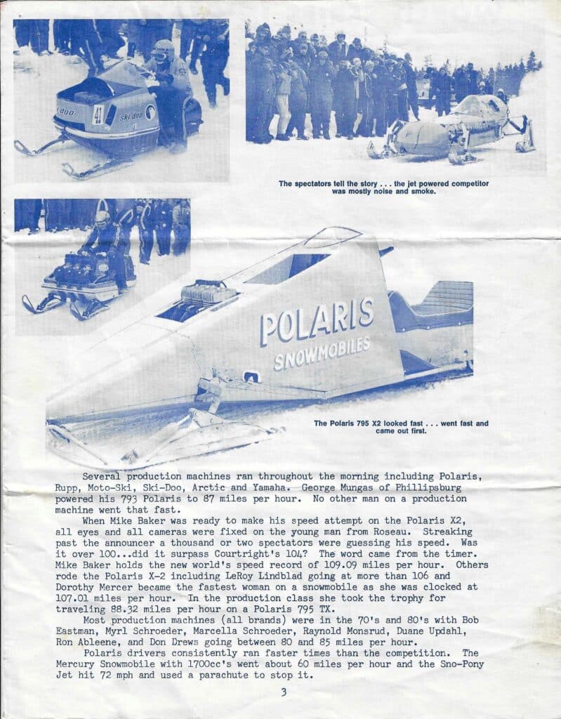 1970 Yellowstone Roundup Polaris 795 X2 Speed Run page 3