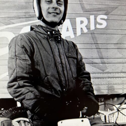 LeRoy Linbad 1969 in front of the Polaris Race Trailer