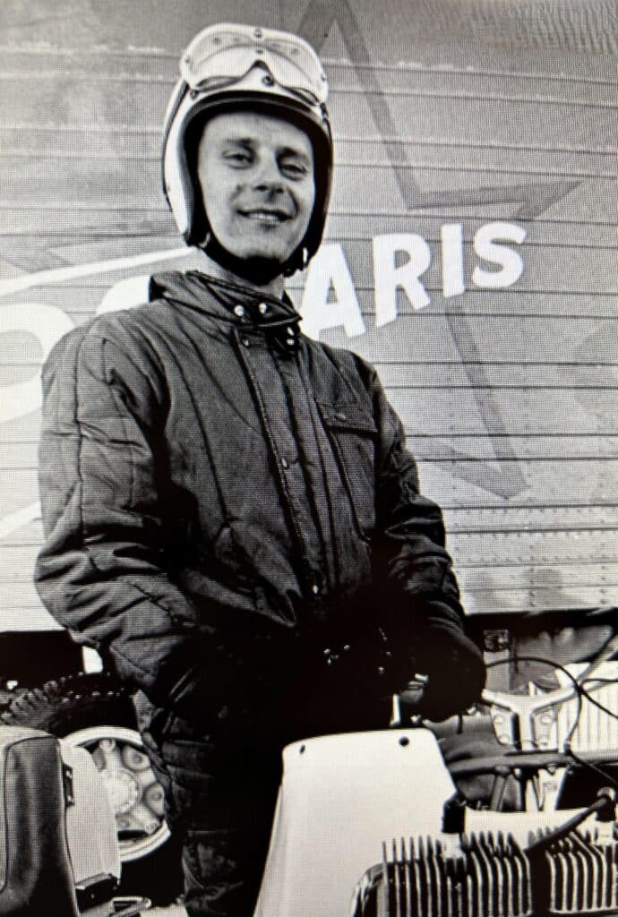 LeRoy Linbad 1969 in front of the Polaris Race Trailer